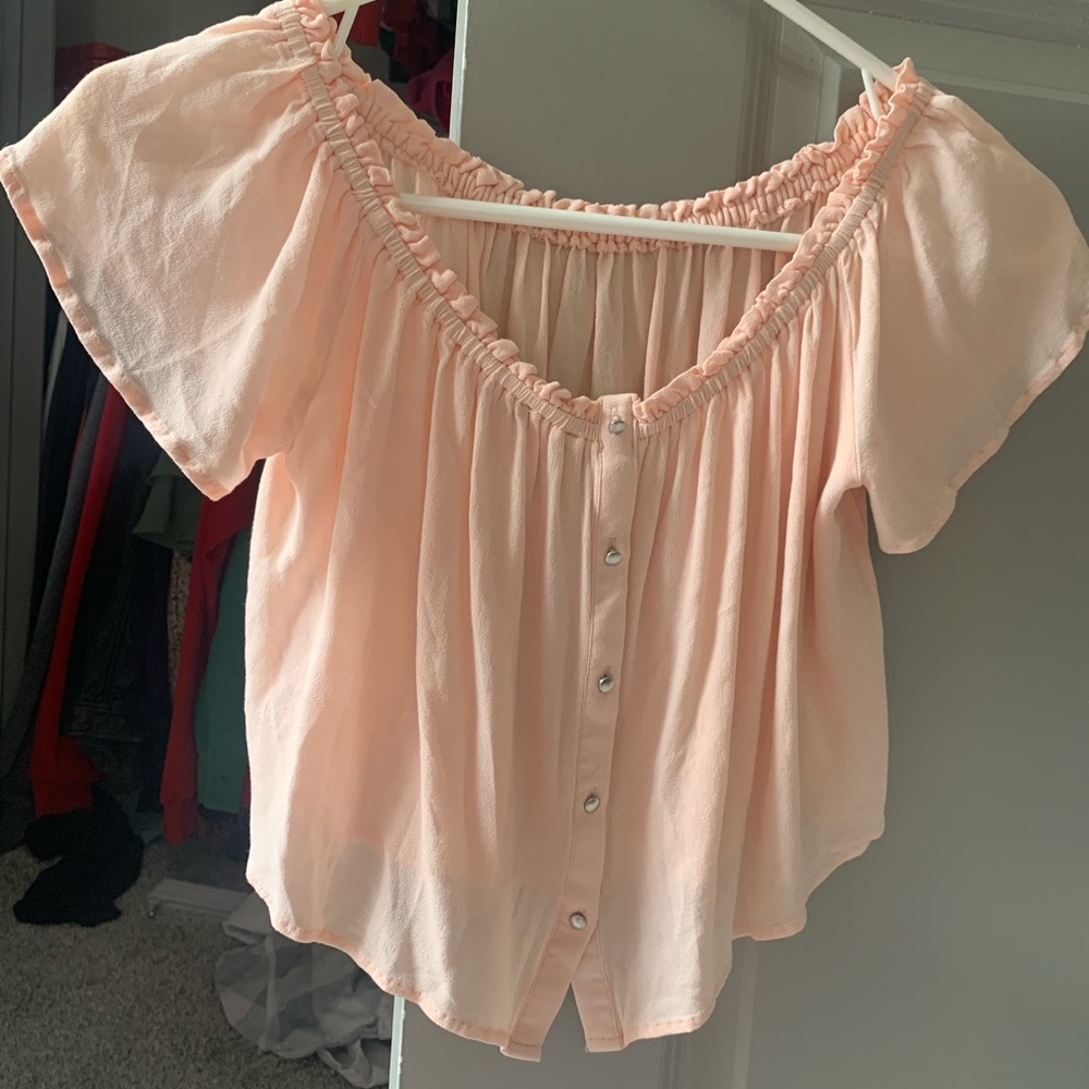 Pink crop button up